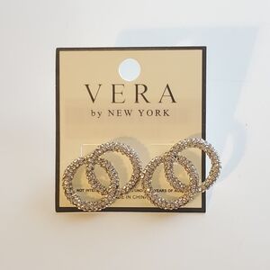 Rhinestone Interlocking Circle Stud Earrings